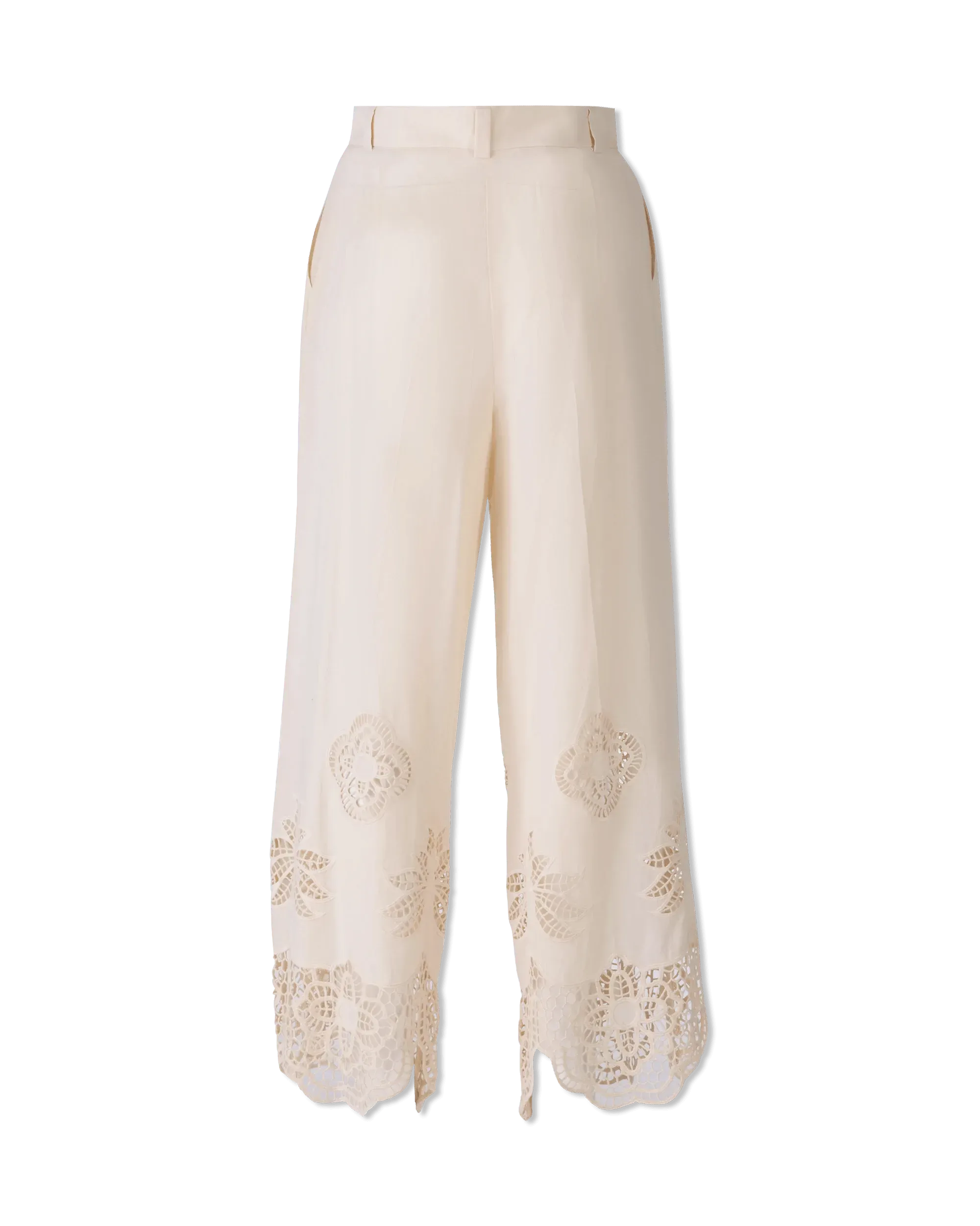 Elegant Guipure Lace Trim Voile Pants for Women | Breathable Summer Palazzo Trousers | Perfect for Beach, Vacation & Boho Chic Outfits