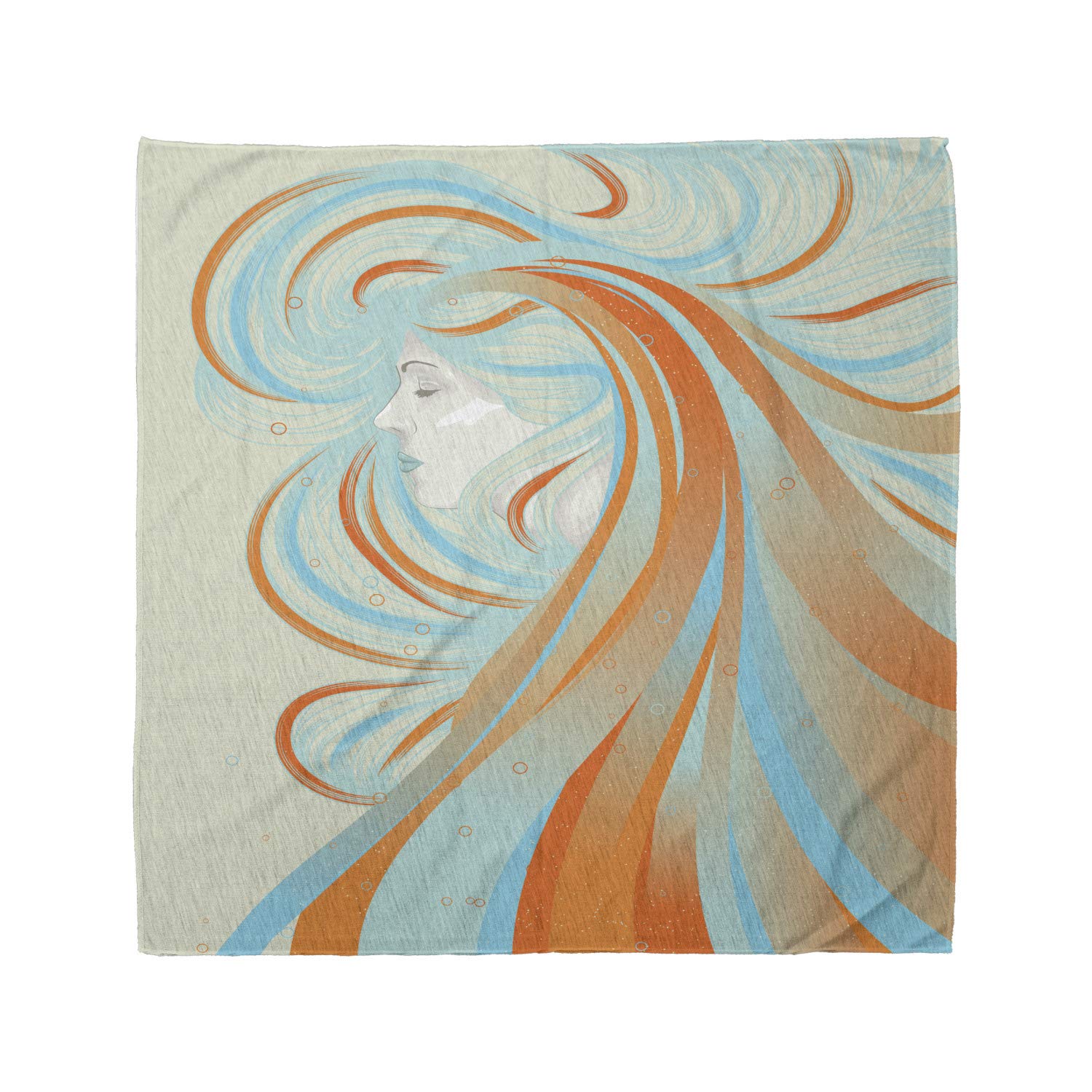 Ambesonne Abstract Bandana - Long Haired Woman Artwork Unisex Head & Neck Scarf for Men & Women | Perfect for Outdoor Activities, Music Festivals & Fashion Accessories