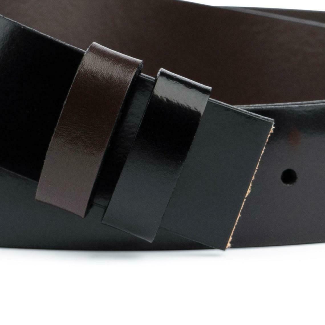 Black & Brown Patent Leather Reversible Belt for Men - Fits 35mm Cartier Buckles | Formal & Casual Wear | Office & Wedding Accessory