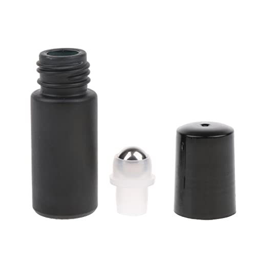 20 Pack Refillable Empty Essential Oil Roll On Bottles - 10ml Black Glass Bottles with Stainless Steel Roller Balls for Aromatherapy, DIY Perfume & Travel Size Skincare - Perfect for Home, Office & Gifts