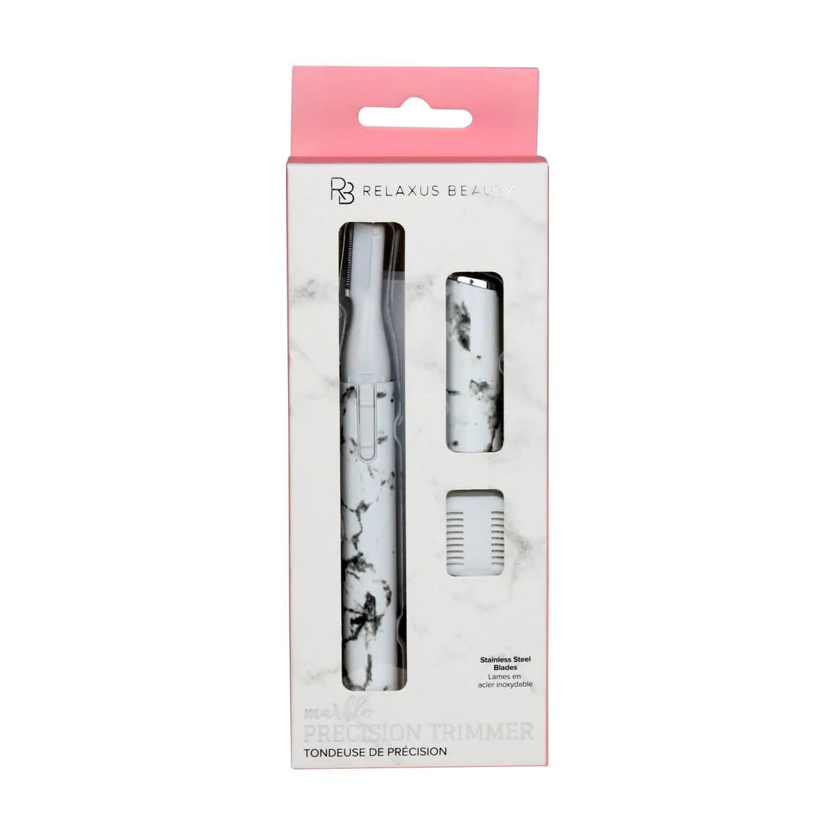 RELAXUS 544674 Marble Precision Facial Trimmer for Women & Men - Waterproof Eyebrow & Nose Hair Trimmer - Perfect for Travel, Grooming & Personal Care