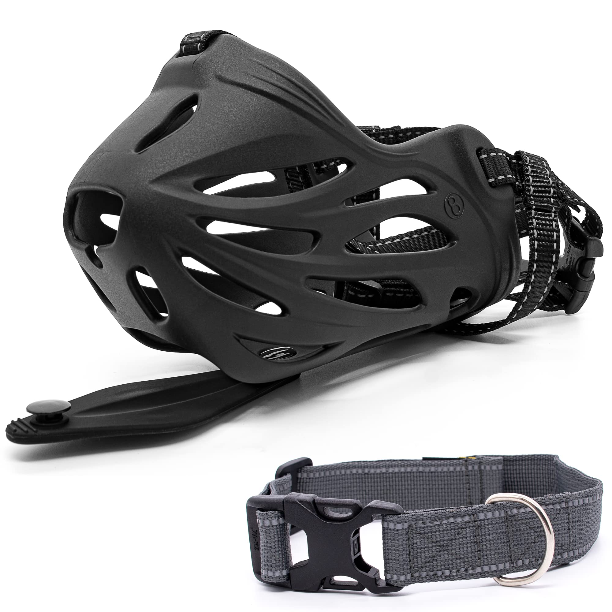 **Emperor Pets Soft Breathable Basket Muzzle for Small Dogs - Durable Adjustable Dog Muzzle with Openable Hatch for Water & Treats - Perfect for Training, Grooming, and Vet Visits**
