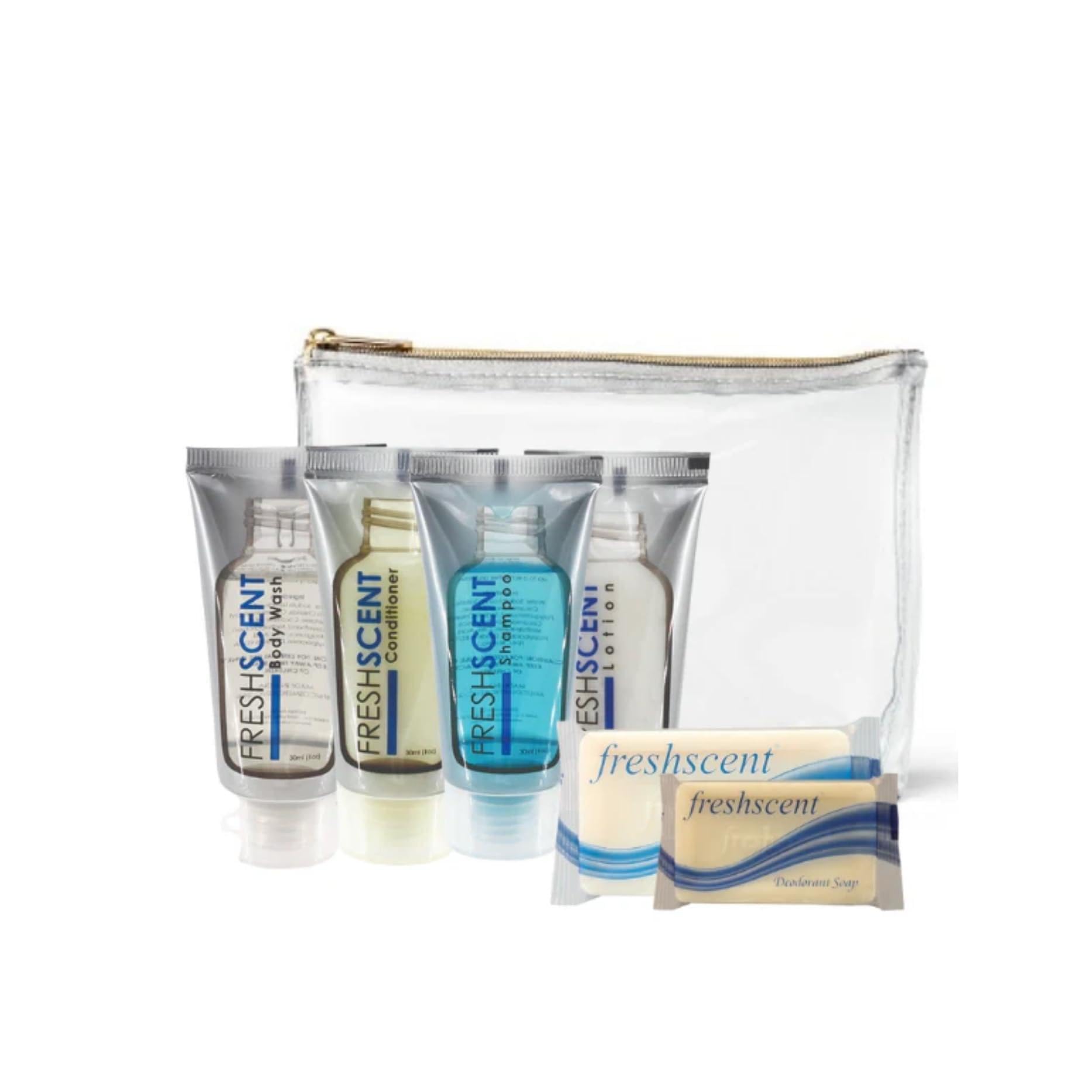 6-Piece Travel Toiletry Kit with Zippered Vinyl Bag - Pack of 8 | Perfect for Vacation, Business Trips & Gym Essentials