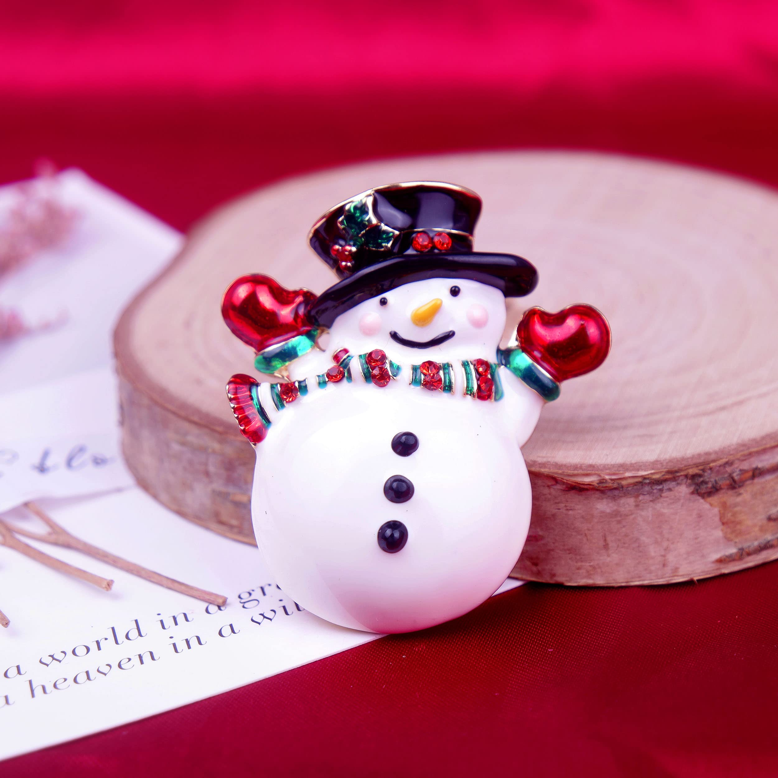 Elegant Christmas Snowman Brooch Pin for Women & Girls - Crystal Rhinestone Pearl Enamel Holiday Jewelry - Cute Fashion Accessory for Christmas Party, Gift Exchange & Winter Outfits