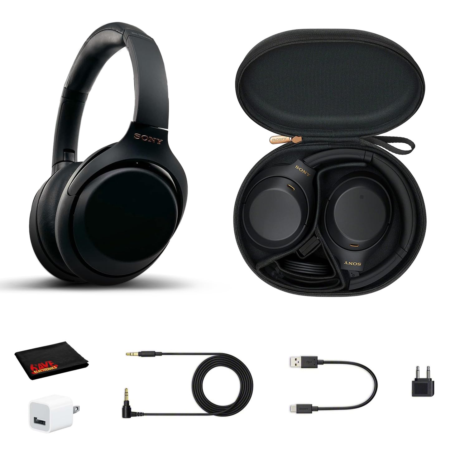 Sony WH-1000XM4 Wireless Bluetooth Noise Cancelling Headphones with Built-in Mic, Alexa Voice Control, 30-Hour Battery - Perfect for Travel, Work & Music Lovers (Black) - Includes USB Charger & Cleaning Cloth