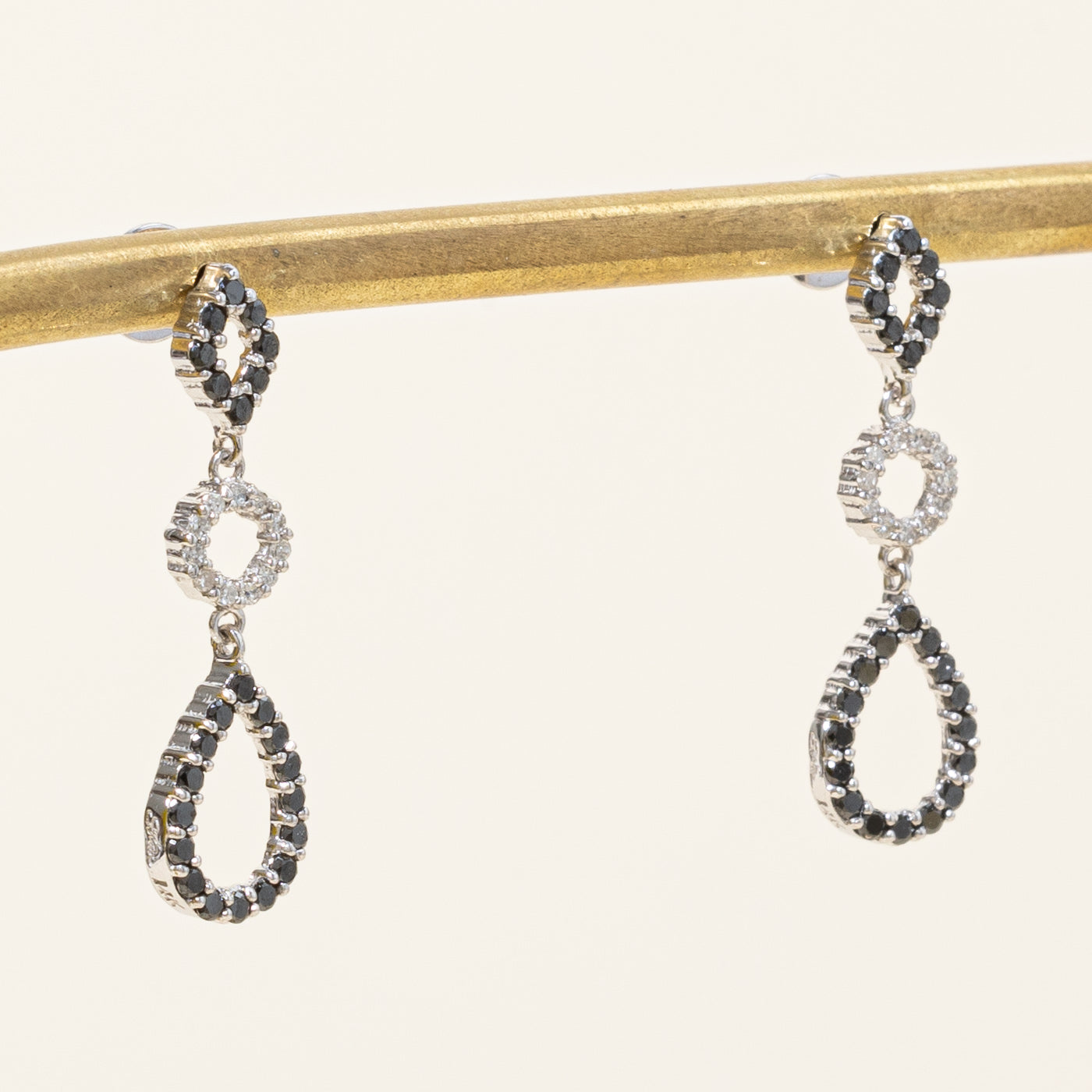 Elegant Black & White Diamond Drop Earrings - 0.48ctw Total Weight, 0.10ctw Each | Perfect for Weddings, Parties & Special Occasions