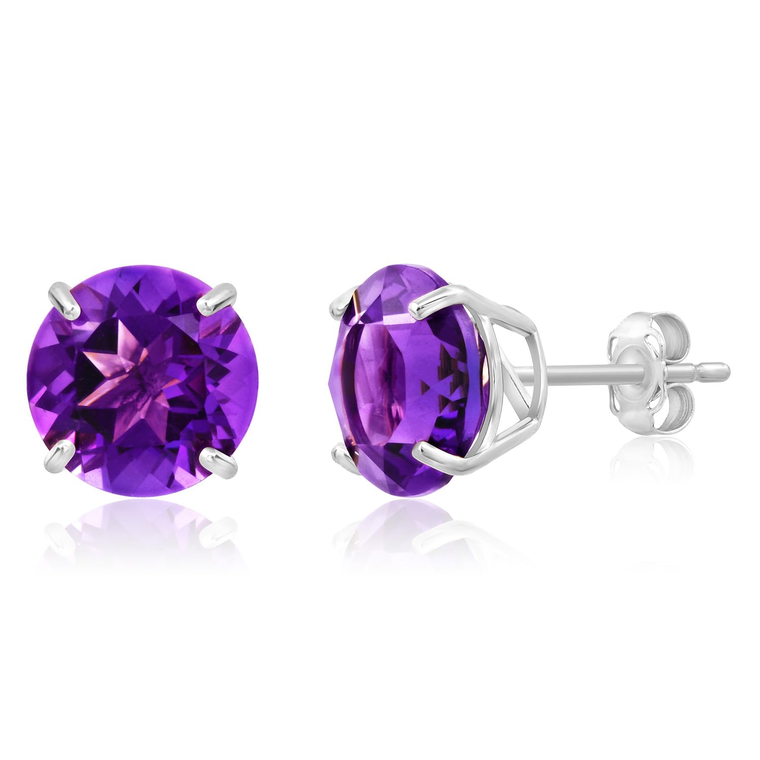 14K Gold Large Round Stud Earrings for Women - 9mm Birthstone & Gemstone Stud Earrings | Elegant Gift for Birthday, Anniversary & Special Occasions | MAX + STONE