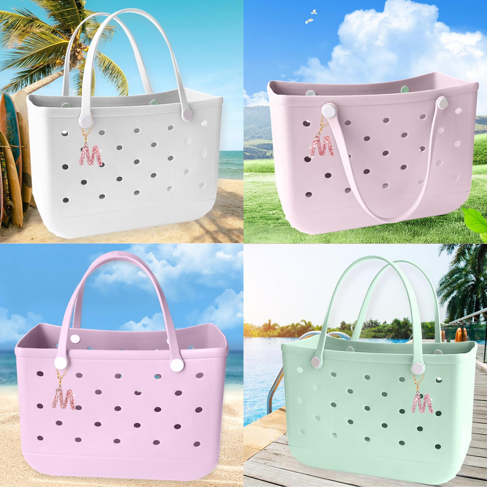 Personalized Letter Bag Charms for Bogg Bags - Stylish Accessories for Women & Girls - Decorative Charms for Bitty Bogg Bags, Handbags & Beach Totes - Perfect for Summer Outings, Pool Parties & Beach Vacations