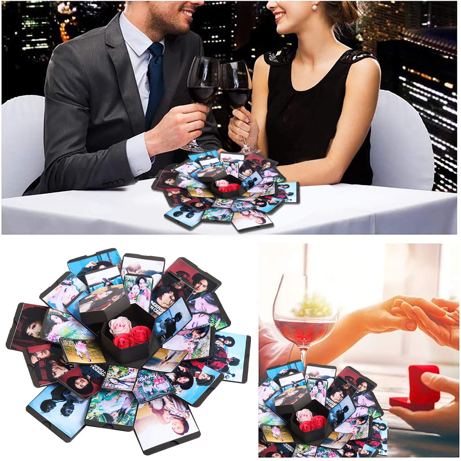 Kimzongxi Handmade Explosion Box Photo Album - DIY Creative Gift for Birthday, Anniversary & Valentine's Day - Multi-Color Memory Scrapbook for Home Decor & Special Occasions