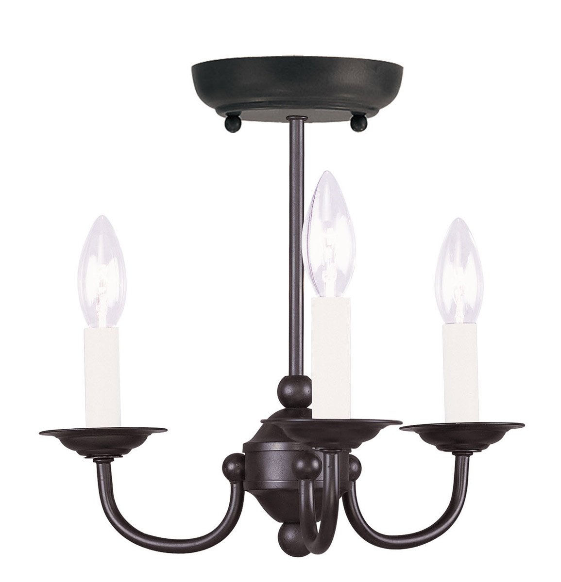 Livex Lighting 4153-04 3-Light Black Mini Chandelier for Dining Room & Bedroom - 14 Inch Height x 14 Inch Width Modern Ceiling Fixture with Clear Glass Shades - Perfect for Small Spaces, Apartments and Farmhouse Decor