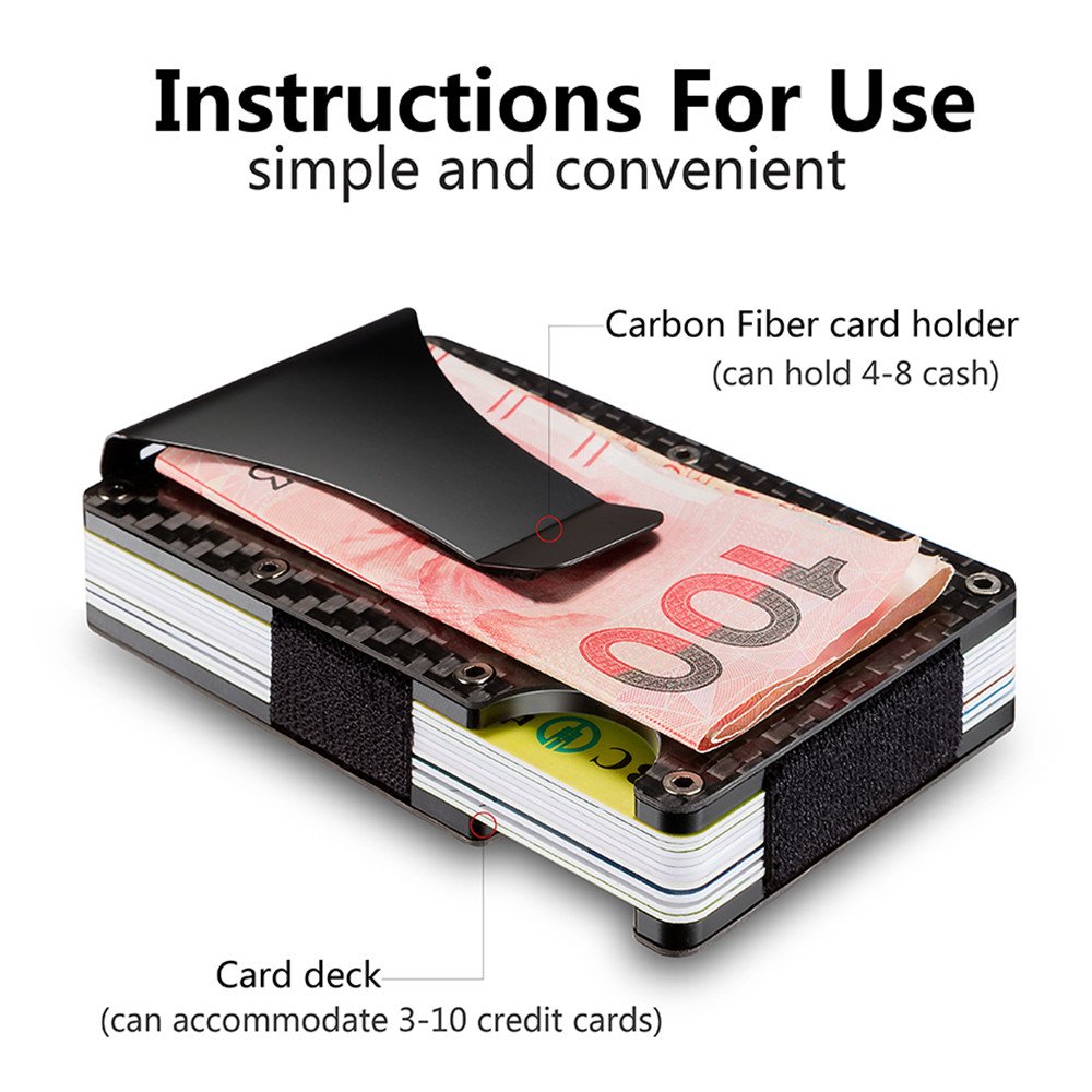Premium Carbon Fiber Credit Card Holder - Slim Minimalist RFID Blocking Front Pocket Wallet with Money Clip for Men | Ideal for Business Cards, Cash & Everyday Carry