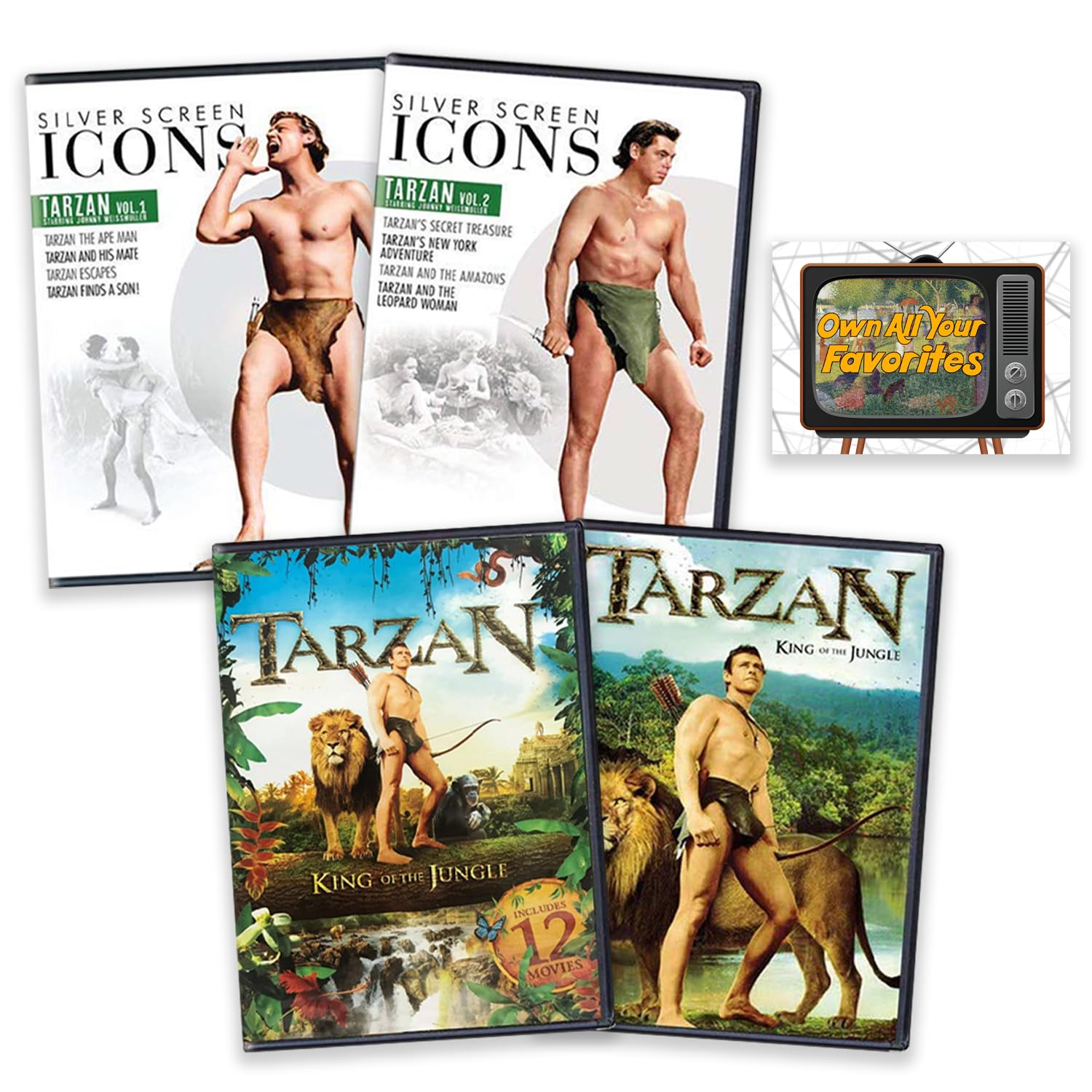 The Ultimate Tarzan Collection: 20 Classic Jungle Adventure Movies - Starring Johnny Weissmuller, Buster Crabbe & More! with Bonus Collectible Art Card | Perfect for Movie Nights, Vintage Film Lovers, and Jungle-Themed Parties