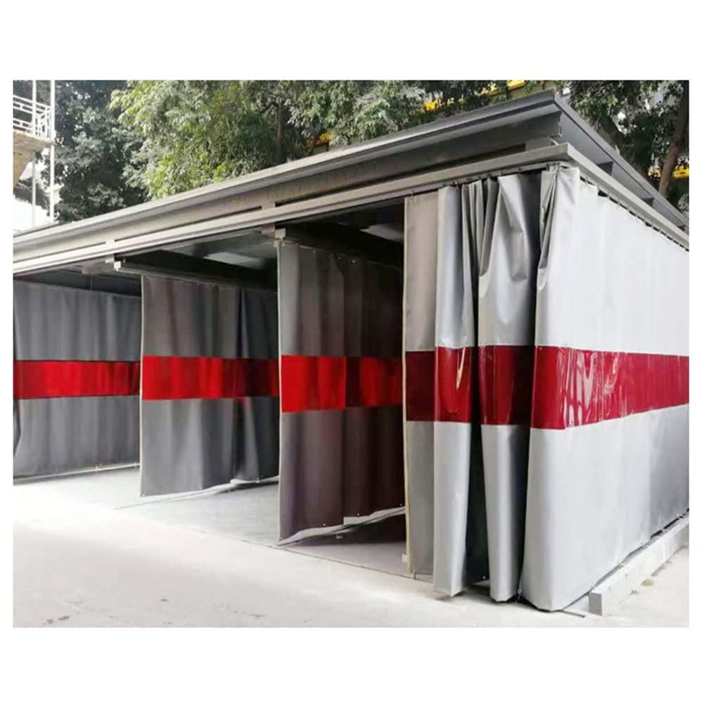 Fireproof Welding Screens with Red Transparent View Window - 3x2.5m Flame Retardant Welding Curtain for Workshop & Warehouse Safety - 20mils Industrial Fire Blanket (Gray) - Ideal for Metal Fabrication, Construction Sites and Hazardous Work Area Division