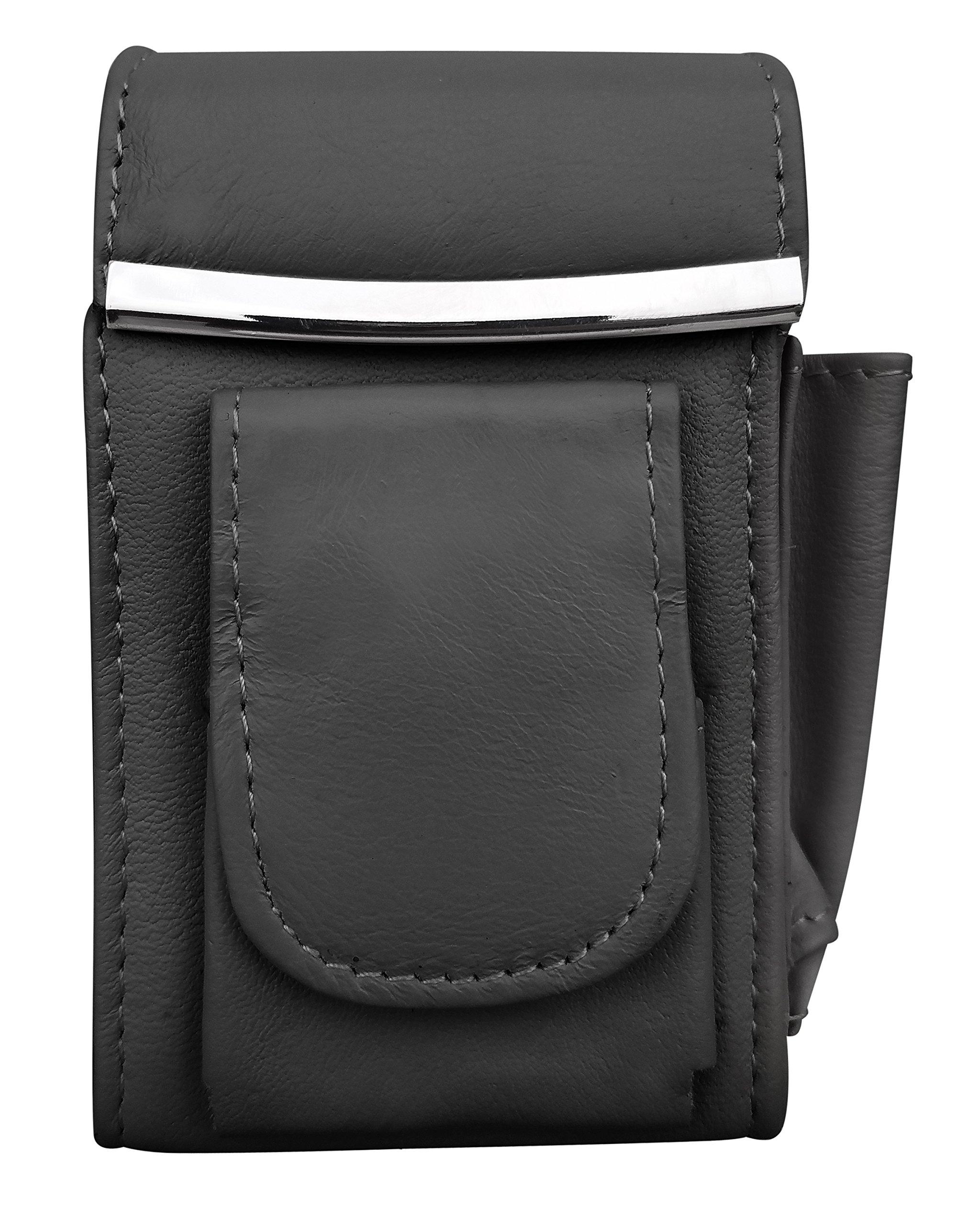 Genuine Leather Cigarette Case with Built-in Lighter Pocket - Slim Metal Cigarette Holder for Men & Women - Perfect for Travel, Parties, and Everyday Carry