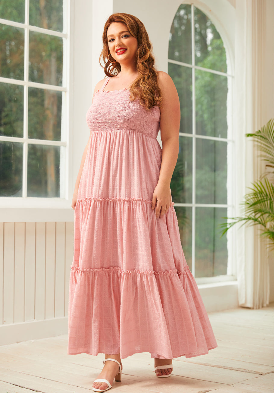 Boho Smocked Maxi Dress for Women - Flowy Long Bohemian Summer Dress with Elastic Waist | Perfect for Beach Vacations, Music Festivals & Casual Outings