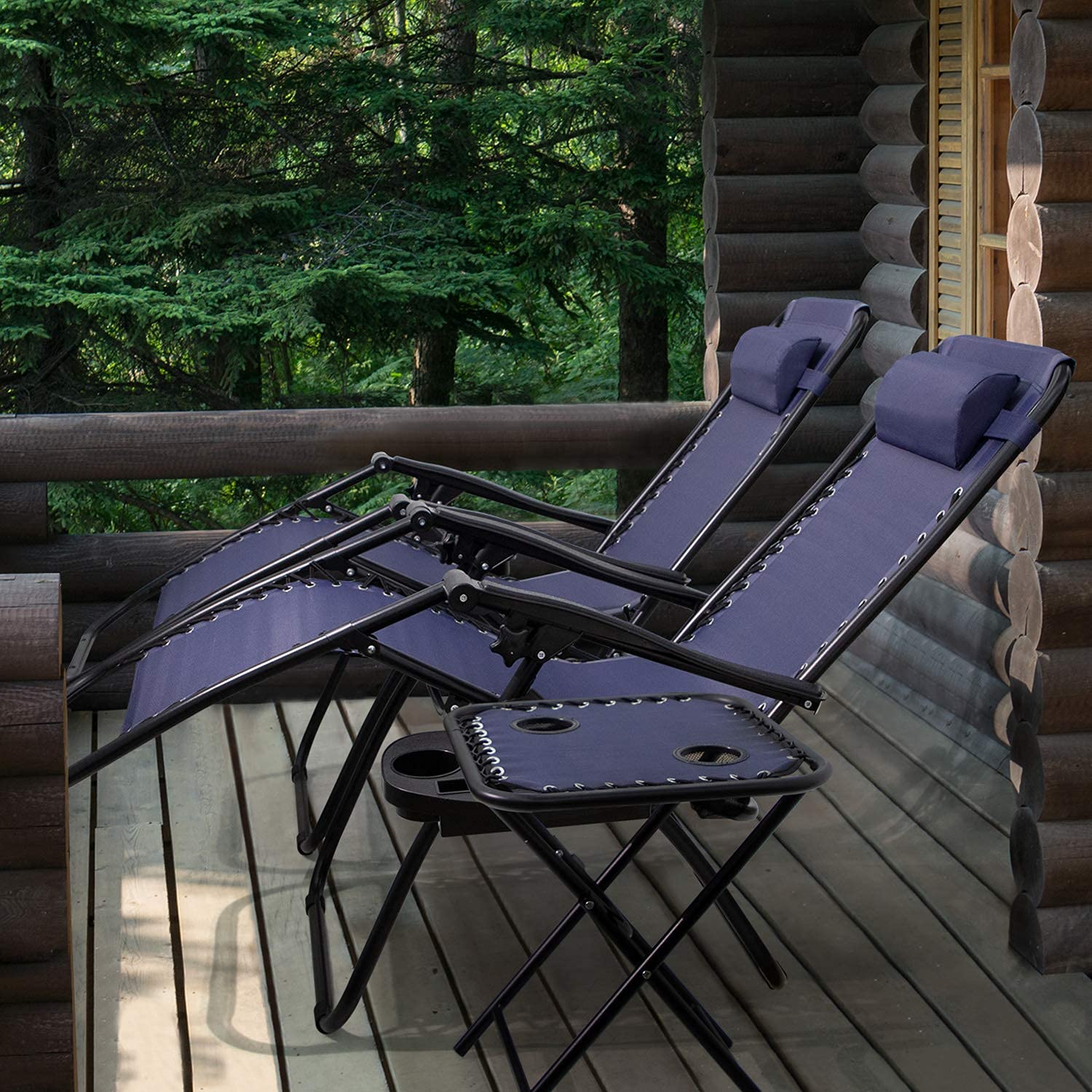 **Flamaker Zero Gravity Reclining Chair - Adjustable Outdoor Lounge Chair with Side Table & Cup Holders - Perfect for Poolside, Backyard, Patio, Camping & Beach Relaxation (Blue)**