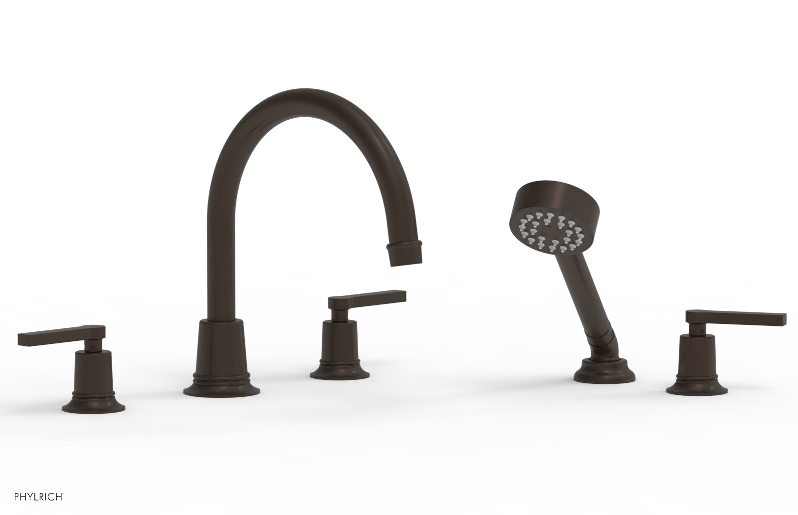HEX MODERN Deck Mount Tub Faucet Set with Hand Shower and Lever Handles 501-51 - Perfect for Bathroom Renovation and Spa-Like Shower Experience