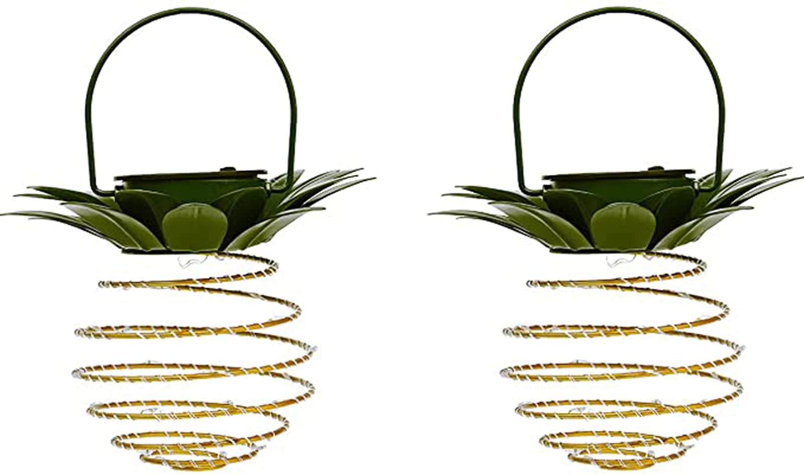 Solar Powered LED Hanging Lantern - 24 LED Spiral Pineapple Design for Outdoor Garden, Yard, Patio Decoration (2 Pack) - Perfect for Backyard Parties, Pathway Lighting & Summer Evenings