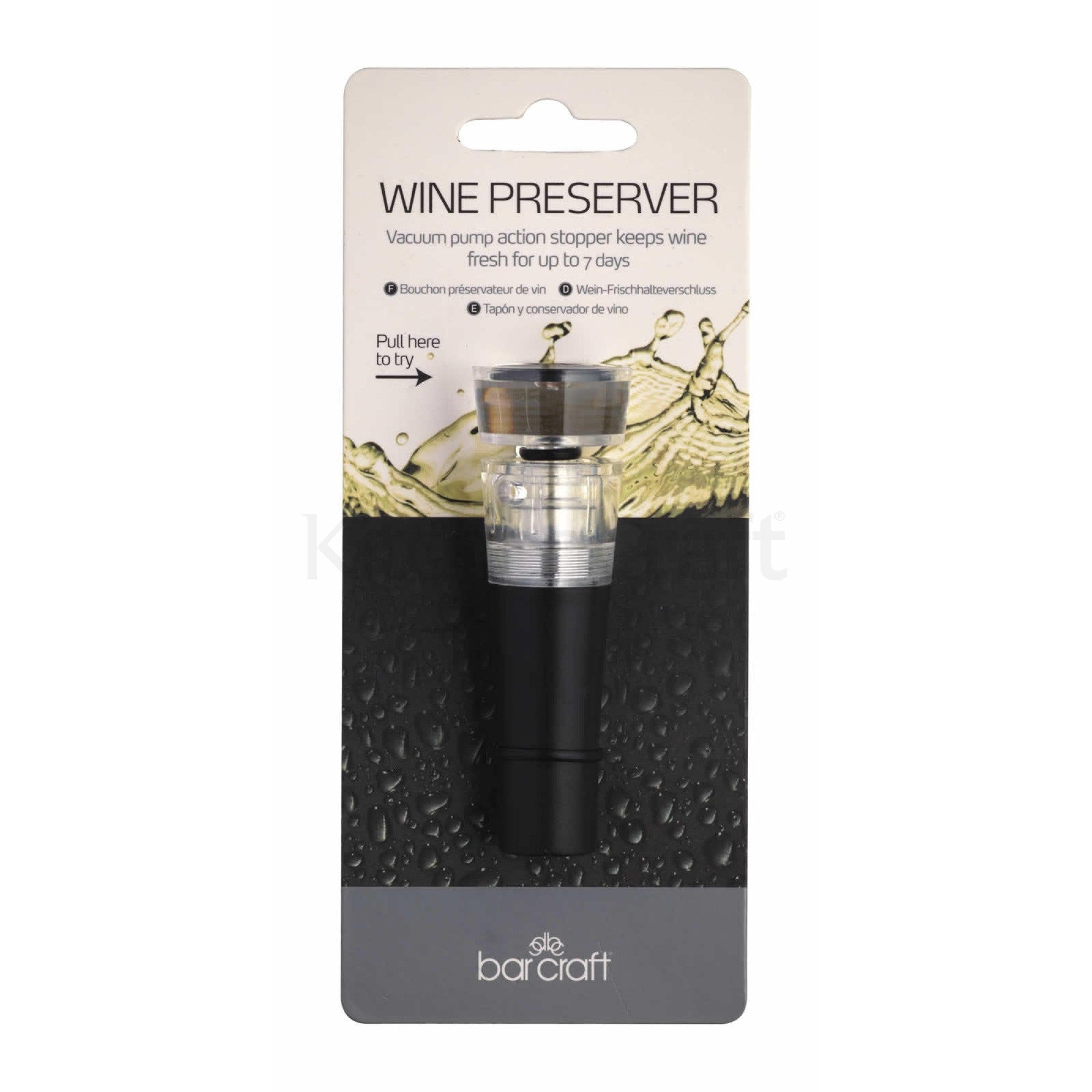 Bar Craft Wine Pump Stopper and Preserver - Vacuum Sealer for Wine Bottles | Keep Wine Fresh for Weeks | Perfect for Parties, Restaurants, and Home Bars
