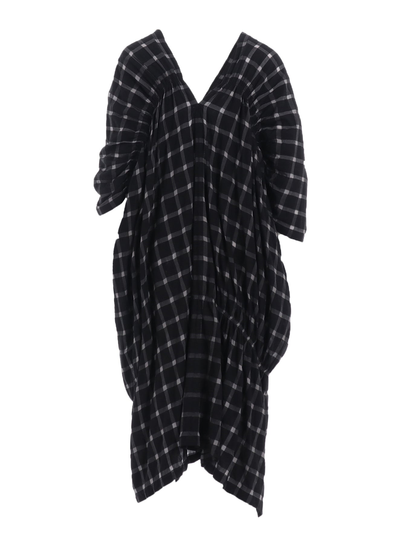 Soft & Breathable Cotton Cupro Plaid Gathered Dress for Women - Perfect for Casual Outings, Office Wear & Summer Parties