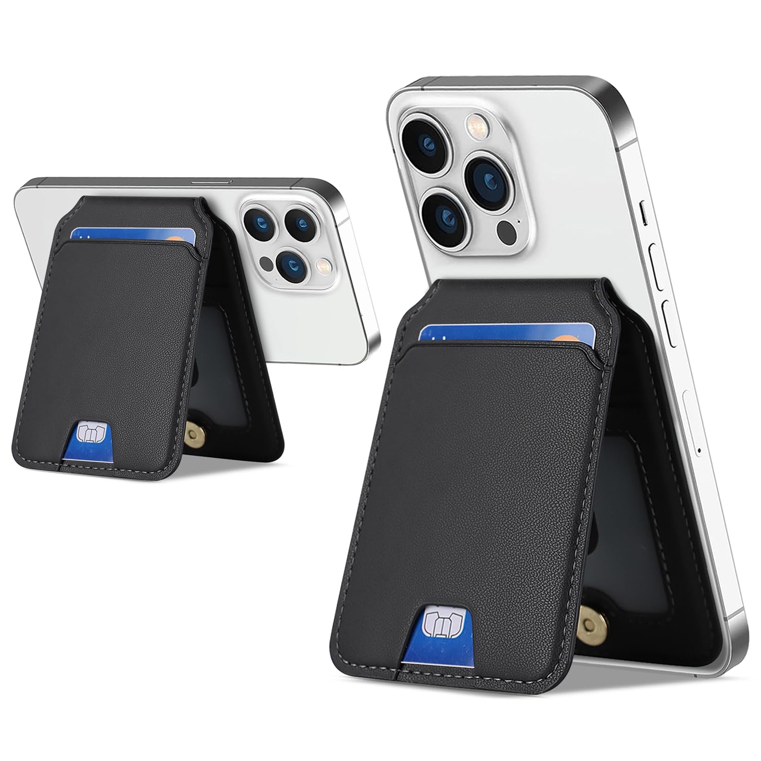 Magnetic Magsafe Wallet Case for iPhone 15/13/12 - Slim Card Holder with Strong Magnets, Compatible with MagSafe Charging (Black) - Perfect for Everyday Use, Travel & Contactless Payments