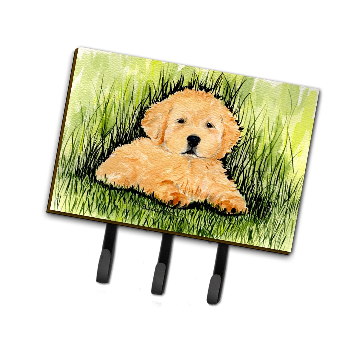 Golden Retriever Leash Holder & Key Hook - Large Multicolor Wall Mount for Dog Accessories | Perfect for Entryway, Mudroom or Pet Station Organization