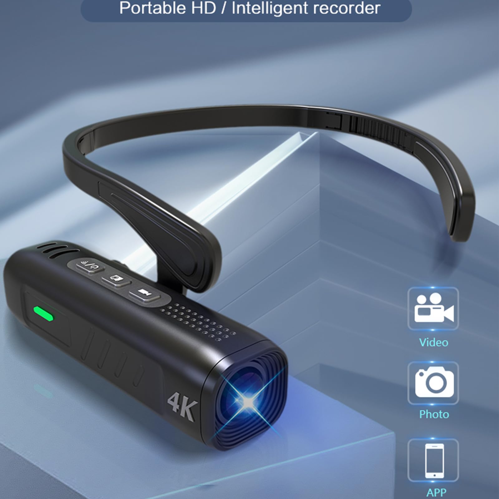 4K Wearable Action Camera with WiFi & APP Control - 2200mAh Rechargeable Sports Camera for Vlogging, Cycling, Skiing & Outdoor Adventures - Head-Mounted HD Webcam for YouTube Videos & Live Streaming