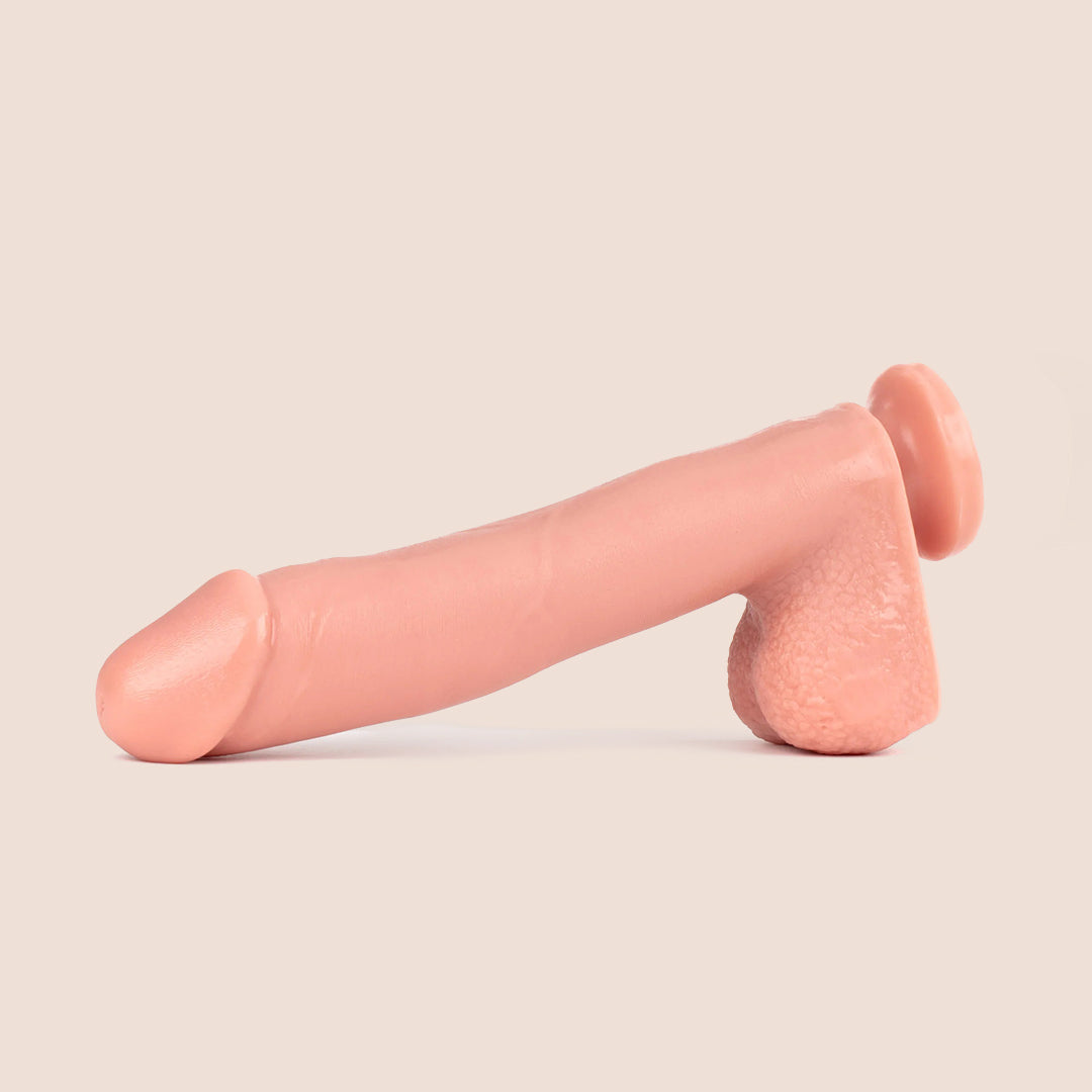 Basix 10 Inch Realistic Dildo with Strong Suction Cup - Flexible Yet Firm Silicone Adult Toy for Solo Play & Couples Use - Perfect for Bedroom Fun, BDSM, and Spicing Up Your Sex Life