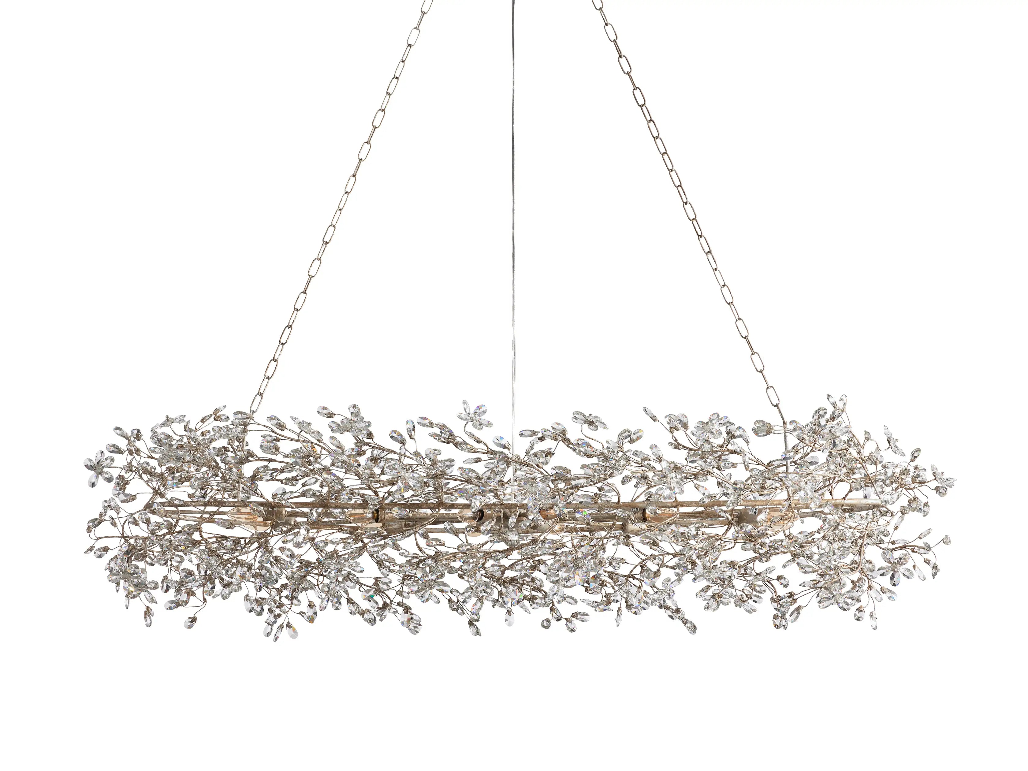 Fiore Oval Chandelier 62'' 74'' - Modern Crystal Ceiling Light Fixture for Dining Room, Living Room & Bedroom | Elegant Lighting for Home Decor