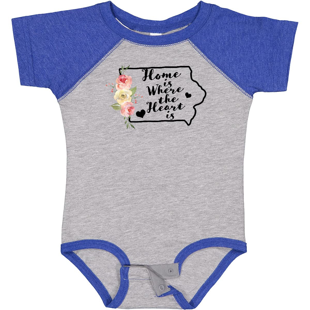 Inktastic Iowa Home is Where The Heart is Watercolor Floral Baby Bodysuit - Soft Cotton Infant Onesie for Newborns, Baby Showers & Family Photos
