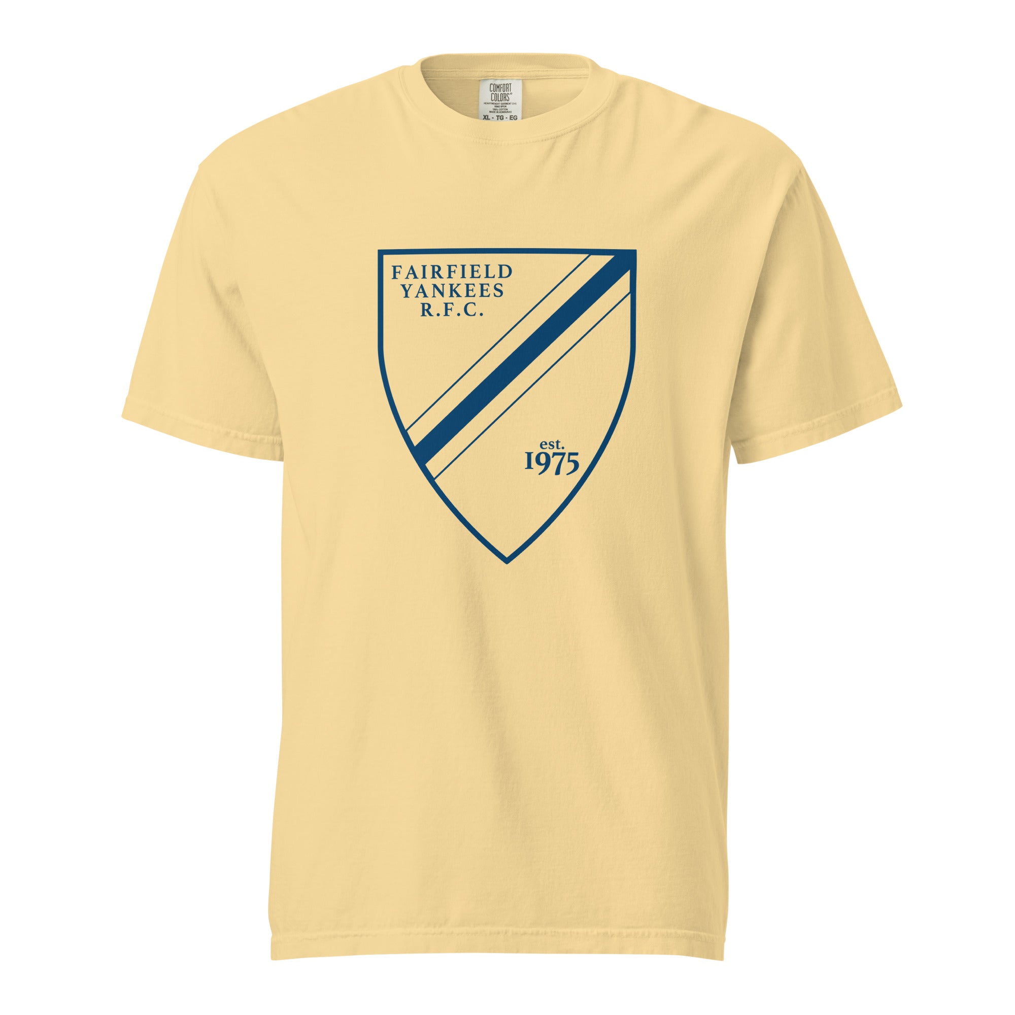 Fairfield Yankees RFC Garment Dyed Cotton T-Shirt - Vintage Washed Soft Crewneck Tee for Men | Casual Wear, Sports Fan Apparel, Everyday Outfits