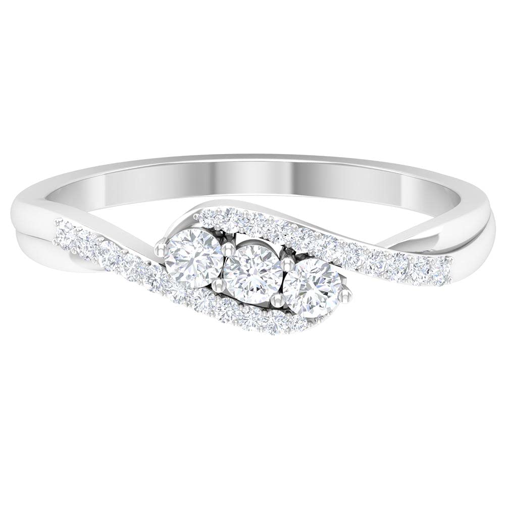 1/2 CT Diamond Promise Ring for Women - 14K Solid Gold Three Stone Engagement Ring - Elegant & Timeless Jewelry Gift for Anniversaries, Proposals & Special Occasions