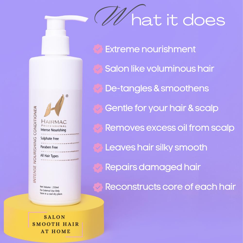 Hairmac Sulfate Free Conditioner 250ml - Hydrating & Nourishing Hair Treatment for Dry, Damaged Hair - Perfect for Daily Use & Color-Treated Hair