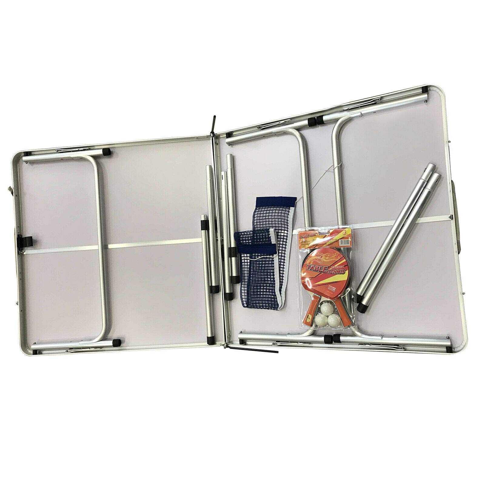 Portable Folding Ping Pong Table Set with Net, Paddles & Balls - Indoor/Outdoor Table Tennis Game for Family, Party, Backyard, Office & Gym - 152 x 76 x 76 cm Compact Sports Equipment