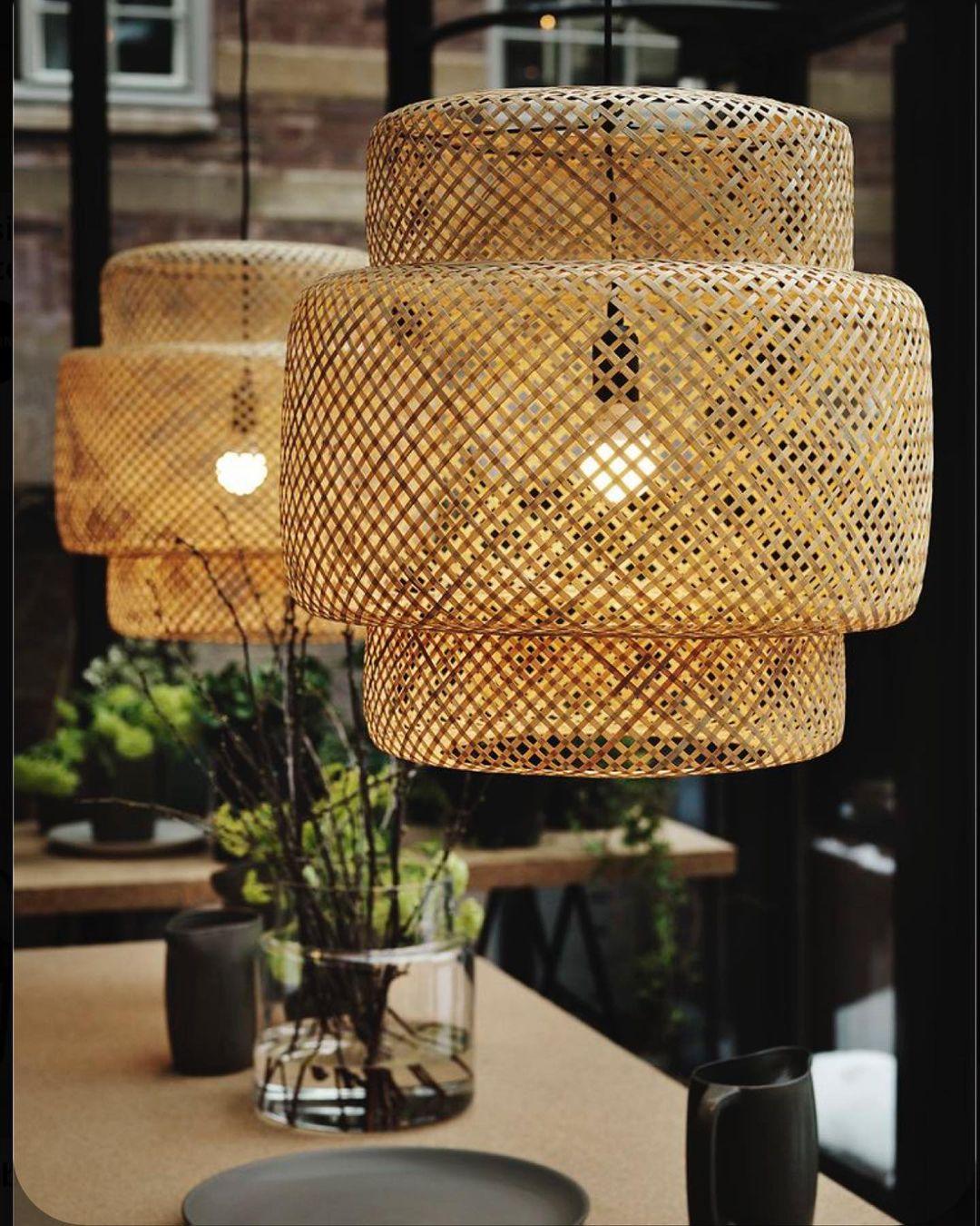 Modern Bamboo Pendant Light Fixture - Handwoven Natural Rattan Hanging Lamp for Kitchen Island, Dining Room & Bedroom Decor - Eco-Friendly Lighting Solution