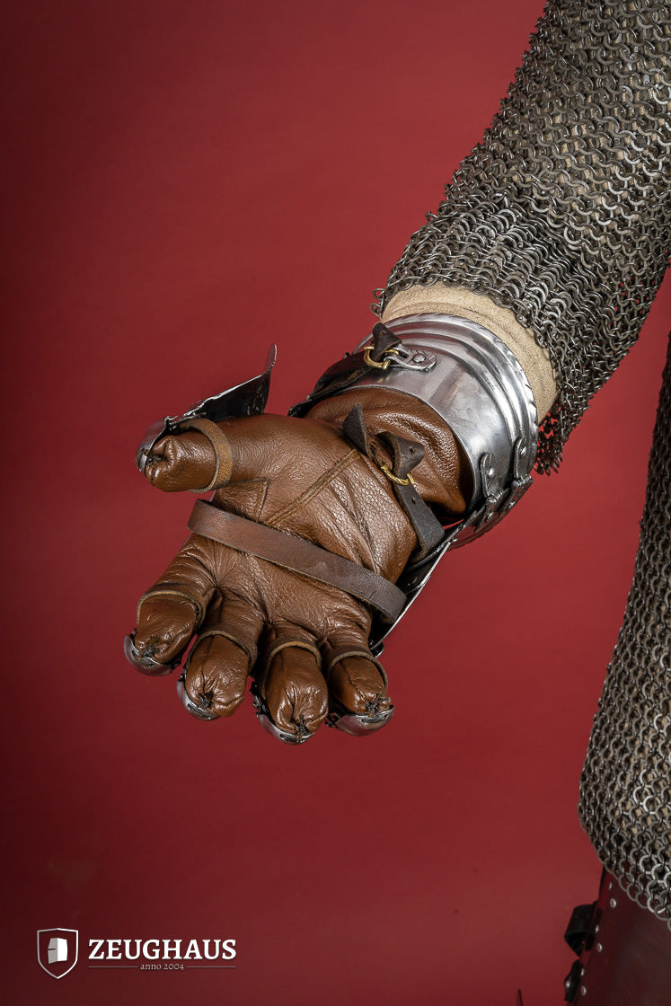 15th Century German Gauntlets - 1.2mm Polished Steel Medieval Armor for LARP, Cosplay & Historical Reenactment