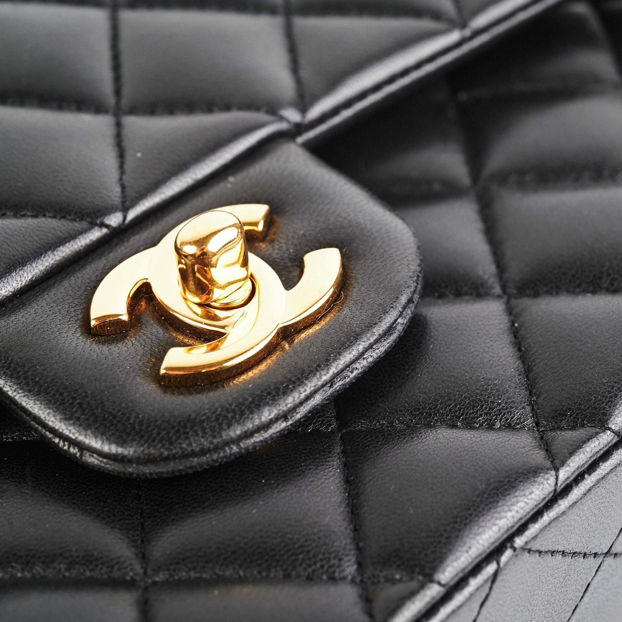 Chanel Medium/Large Classic Double Flap Lambskin Black Handbag - Luxury Designer Shoulder Bag for Women | Perfect for Work, Evening Events & Special Occasions