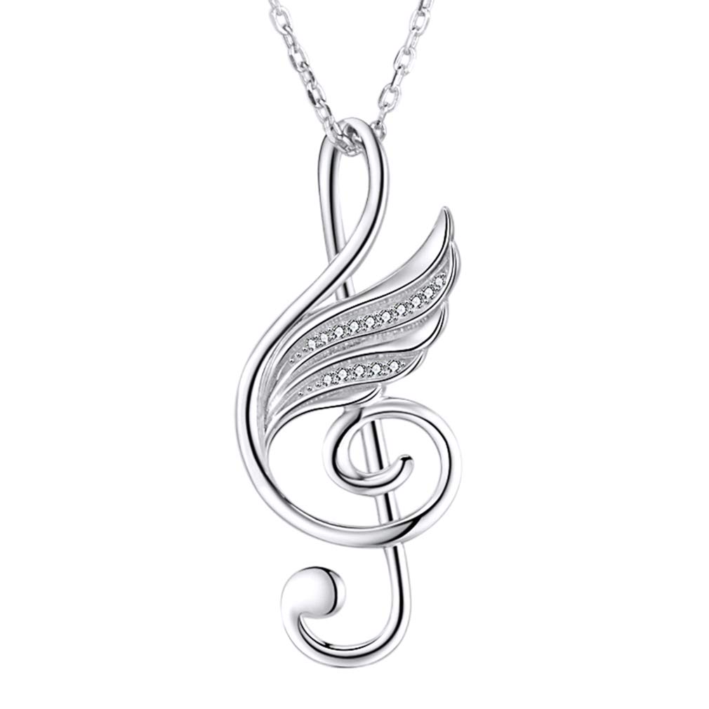 Bolelis 925 Sterling Silver Heart Music Necklace - Rose Gold Love Heart Treble Clef Note Pendant Jewelry for Women, Perfect Gift for Valentine's Day, Anniversary & Romantic Occasions