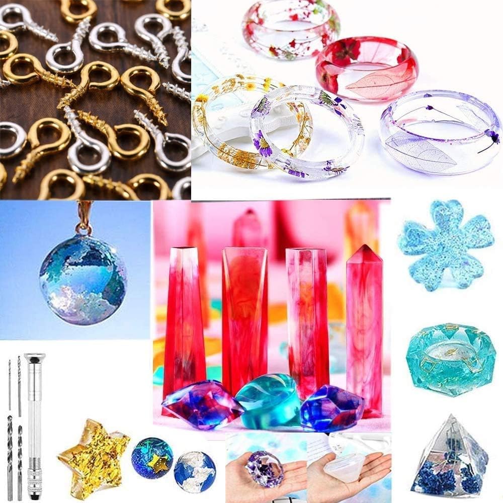 RETRONE Silicone Resin Jewelry Molds Kit - DIY Earring, Necklace, Pendant & Keychain Making Supplies - Small Epoxy Craft Molds for Handmade Jewelry (White 159) - Perfect for DIY Gifts, Craft Projects & Home Jewelry Business