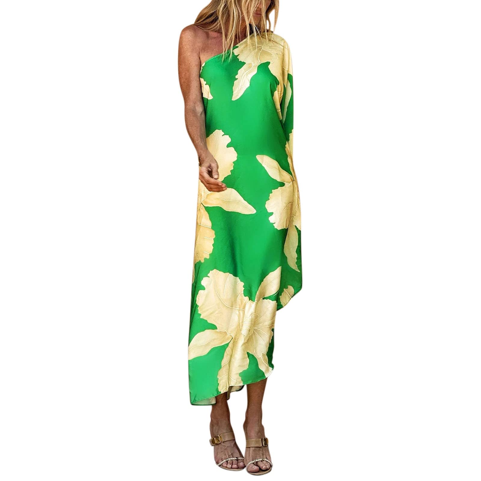 Women's Off Shoulder Batwing Sleeve Beach Cover Up Dress - Flowy Maxi Swimwear Coverup for Summer Vacation, Pool Party & Boho Outfit