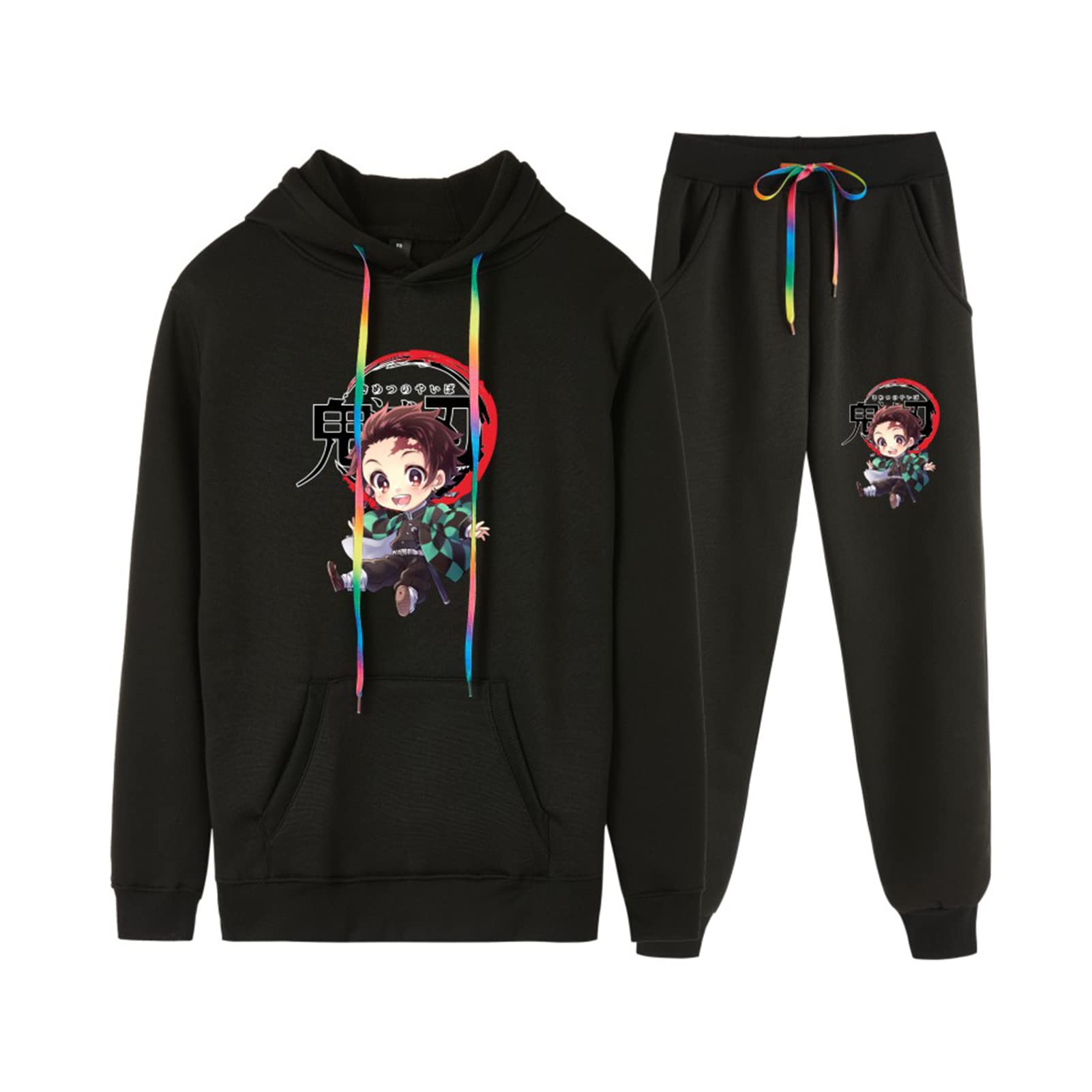 Demon Slayer Anime Hoodie and Sweatpants Set - Casual Two-Piece Tracksuit for Men | Manga Inspired Sweatsuit for Cosplay, Lounge Wear & Anime Conventions