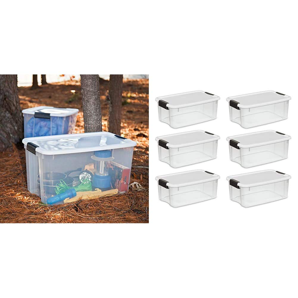 Sterilite 70 Qt & 18 Qt Stackable Storage Bins with Latching Lids (4-Pack + 6-Pack) - Plastic Storage Containers for Home Organization, Garage, Closet & Office Use