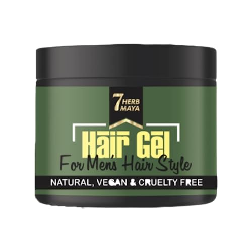 7Herbmaya Natural Vegan & Cruelty-Free Hair Styling Gel for Men - 50g | Strong Hold, No Flakes | Perfect for Daily Styling, Pompadours & Fade Haircuts