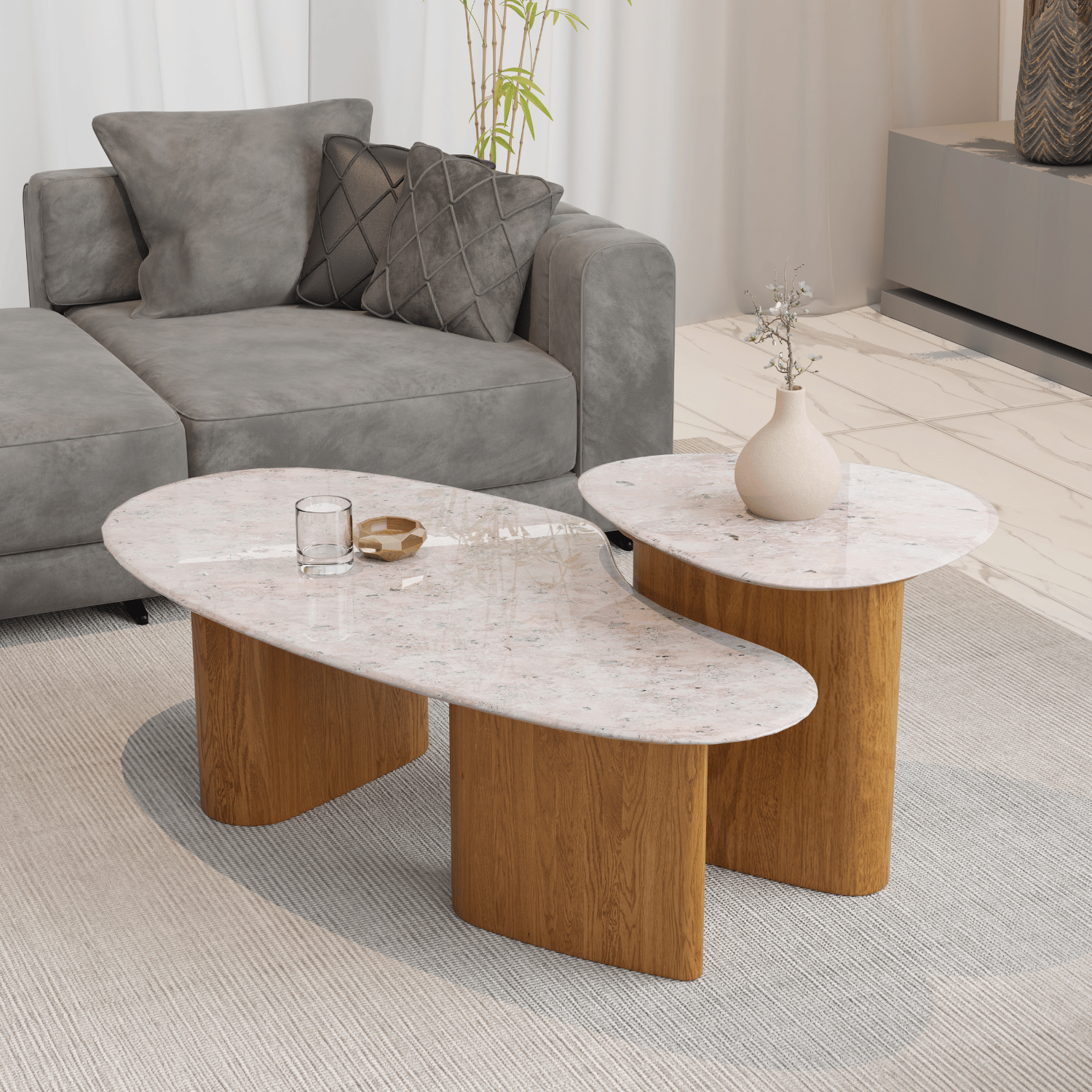 Modern Dylan Nested Coffee Table - Stylish Living Room Center Table with Storage Shelf for Home Decor | Perfect for Living Room, Lounge & Office Spaces