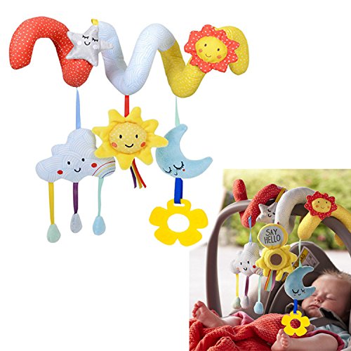 Best Baby Car Seat Toys for 0-6 Months - Soft Crib Accessories & Infant Developmental Toys - Perfect for Strollers, Car Seats, and Cribs - Bilingual English/Spanish (Juguetes para Bebes)