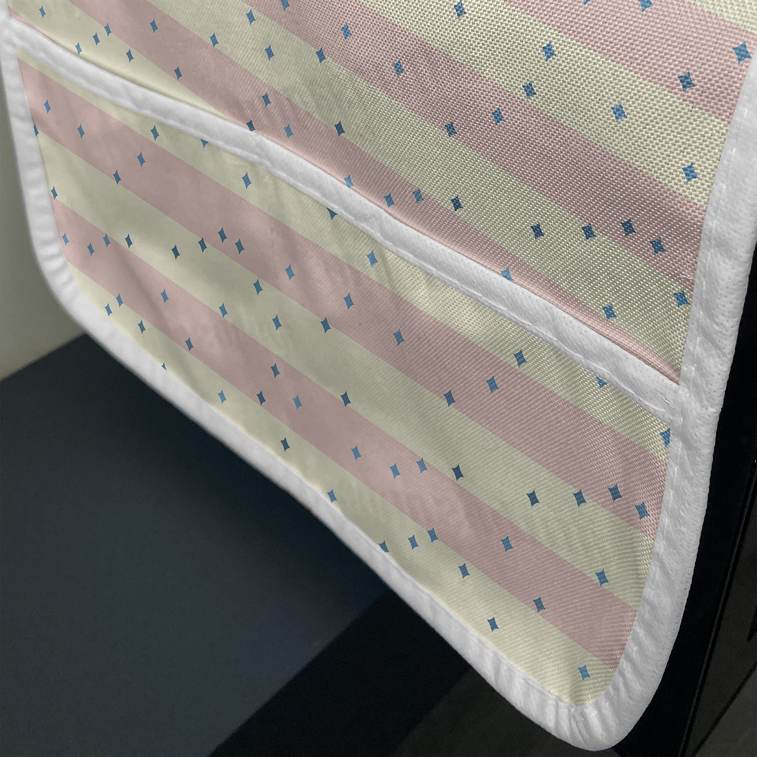 Ambesonne Striped Microwave Cover - Pastel Color Thick Lines & Starry Design, Waterproof Kitchen Organizer with Pockets, 36
