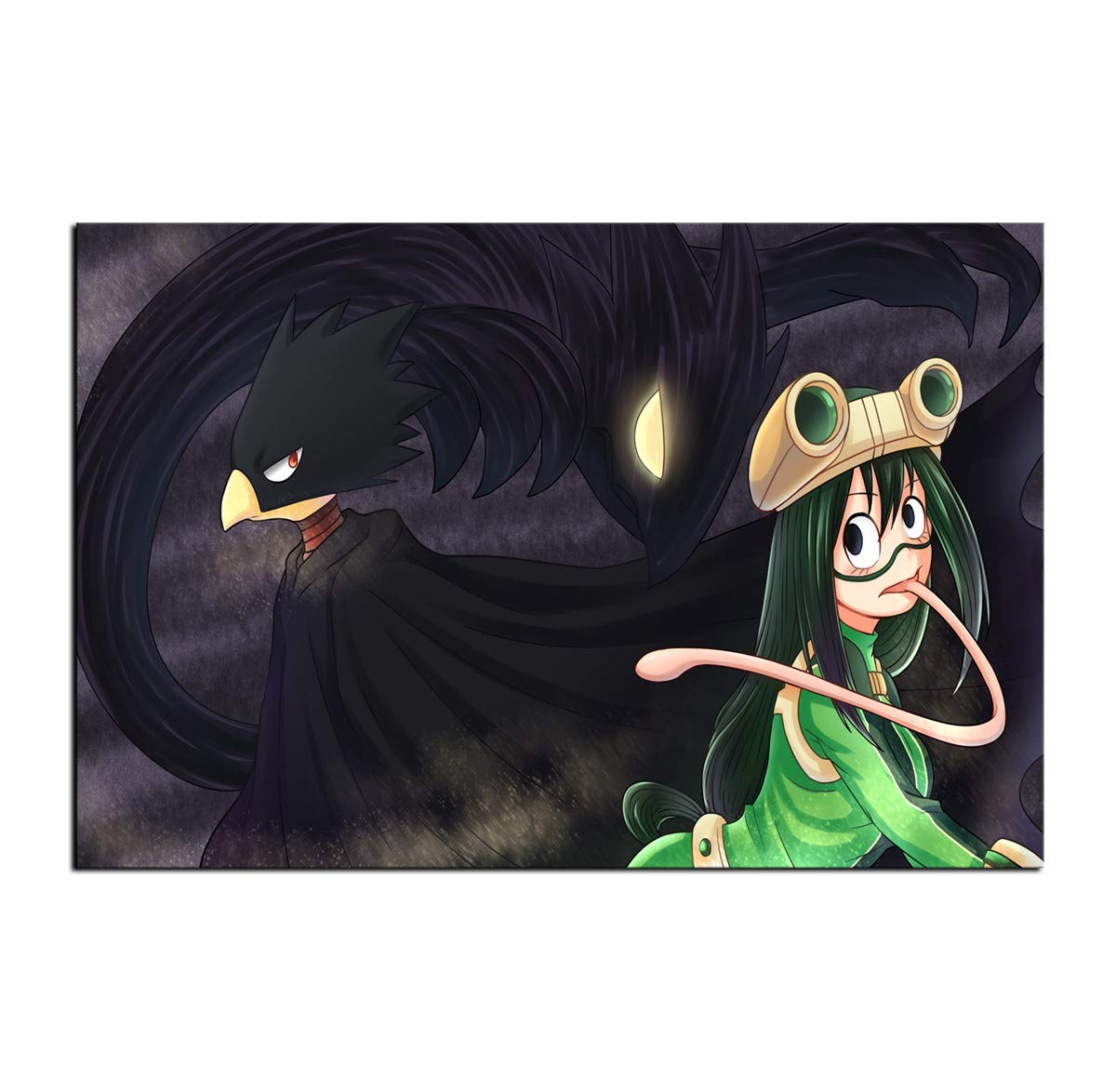 Premium HD Anime Oil Painting - My Hero Academia Wall Art Poster (12x18 Inch Unframed) Featuring Fumikage Tokoyami & Tsuyu Asui - Perfect for Bedroom, Living Room & Office Decor - Canvas Print for Anime Fans & Collectors
