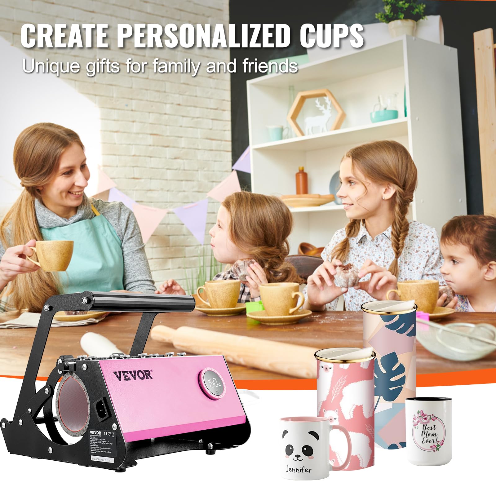 VEVOR Tumbler Heat Press Machine for 11-16oz & 20-30OZ Sublimation Tumblers - Digital Temperature Control & Timer - Includes Heat Tape & Gloves - Perfect for DIY Custom Mugs & Personalized Drinkware Gifts