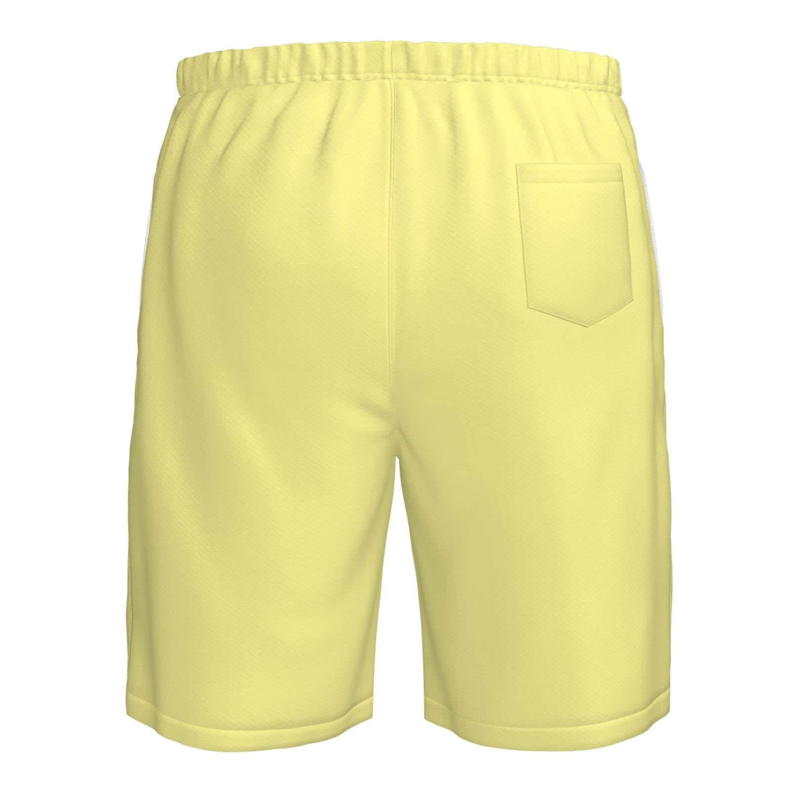 Pastel Yellow Men's Athletic Gym Shorts - Elastic Waistband with Pockets - Comfortable Workout & Jogging Shorts for Men - Perfect for Gym, Running, and Casual Wear