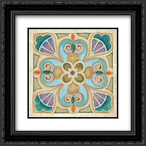 Brissonnet Daphne 15x15 Black Ornate Framed Double Matted Museum Art Print - Birds Garden Tile IV Wall Decor for Living Room, Bedroom & Office